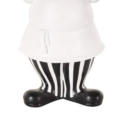 16.25" White Polystone Chef Kitchen Decorative Sculpture with Black Trays